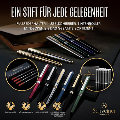 Scriveiner ballpoint pen High-quality design ballpoint pen in silver with real gold plating, black Schmidt refill, gift box, office set, professional ballpoint pen