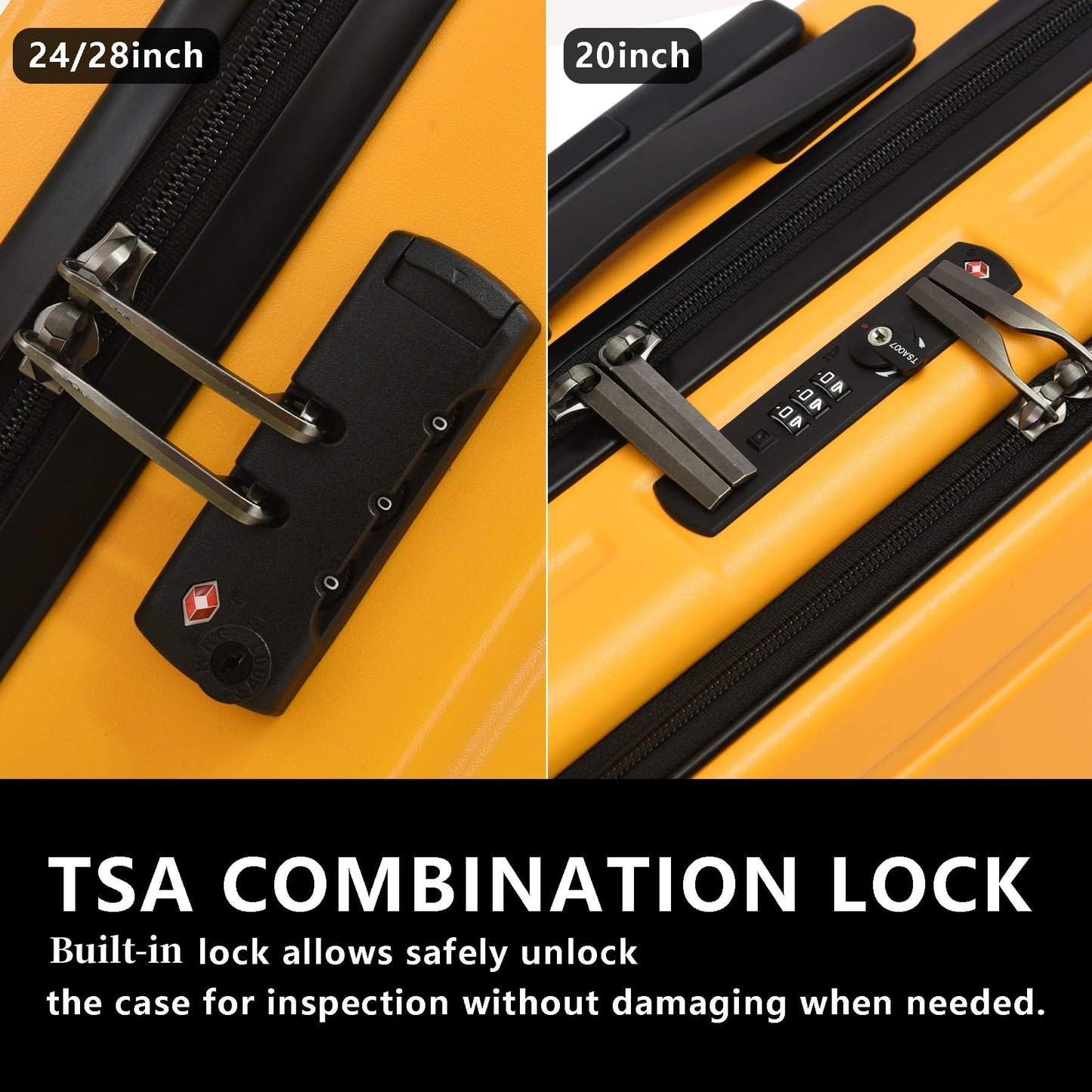 TYDECKARE hard-shell travel suitcase set (2 pieces) with front opening, TSA lock | Orange