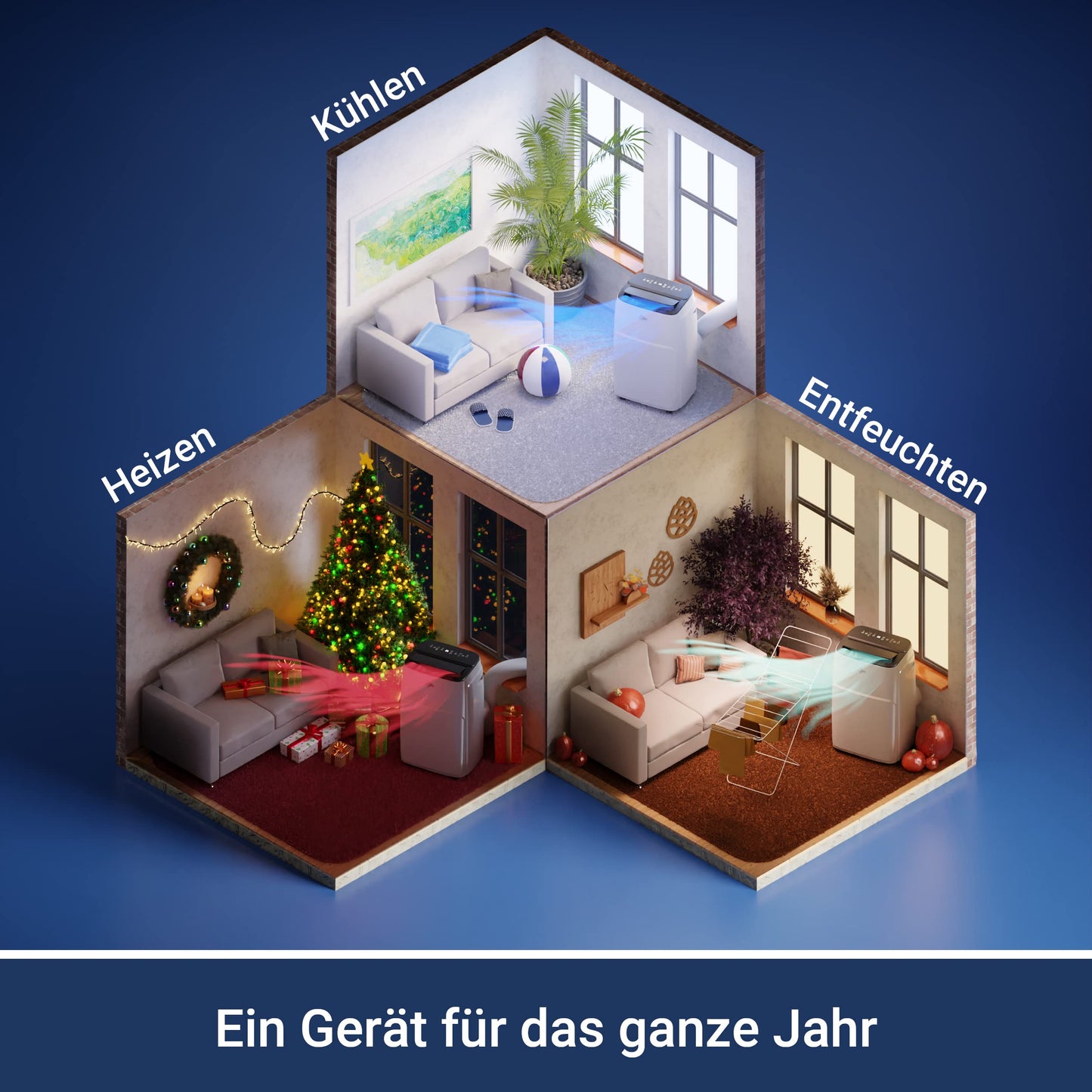 SUNTEC Mobiles Klimagerät (Impuls 3.5 Eco) mit Abluftschlauch: 12.000BTU, Kühler und Entfeuchter