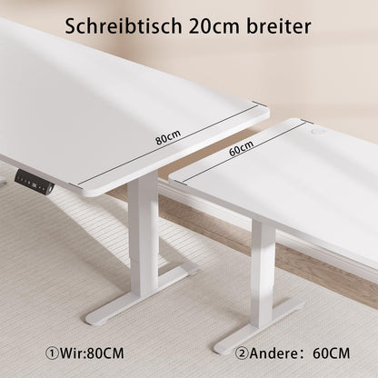 Flamaker Schreibtisch (160x80cm): Elektrisch Höhenverstellbar mit Memory Funktion in Weiß