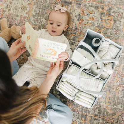 Aufbewahrungskorb für Babyartikel, Wickeltisch & Pflege mit 8 Außentaschen: Baby Geschenk