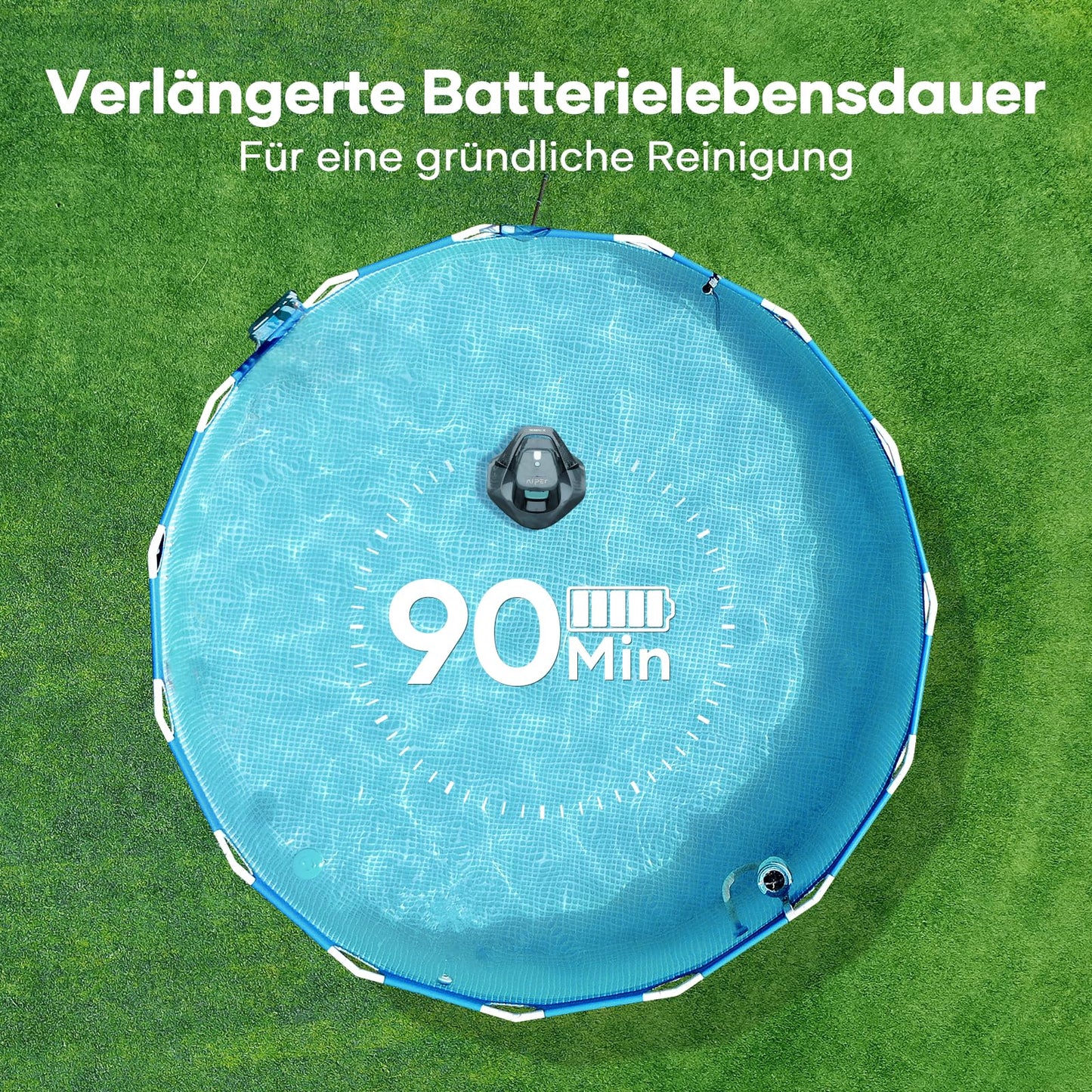 AIPER Kabelloser Poolsauger mit Akku (90 Min. Laufzeit): LED-Anzeigen, Dual-Antrieb