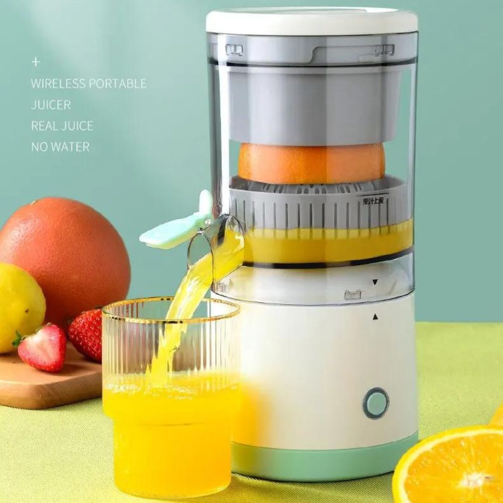 Elektrische Orangen- und Obstpresse | USB-wiederaufladbar & tragbar: inkl. Reinigungsbürste1