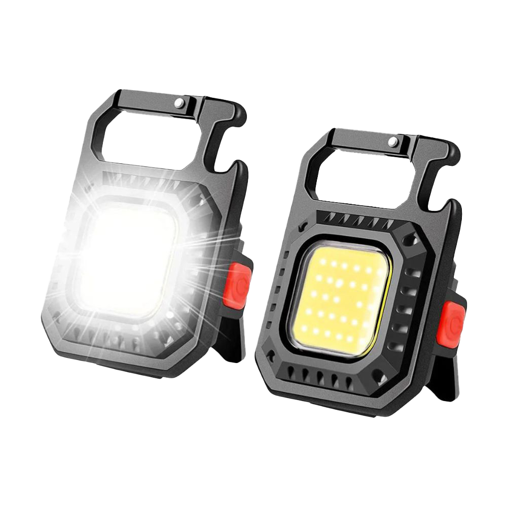 COB Keychain LED Flashlight with 1000 Lumens | 3 Light Modes and Folding Bracket: Rechargeable