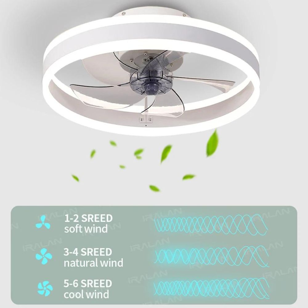 LED Deckenventilator mit DC Motor | Dimmbar mit Fernbedienung, 6-Geschwindigkeiten (50cm)