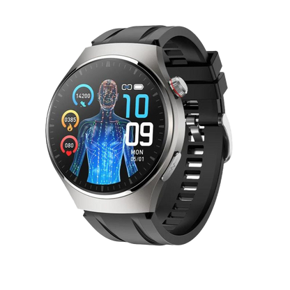 Smartwatch with ECG-PPG Laser Treatment | Body Temperature, Blood Sugar & Bluetooth Call