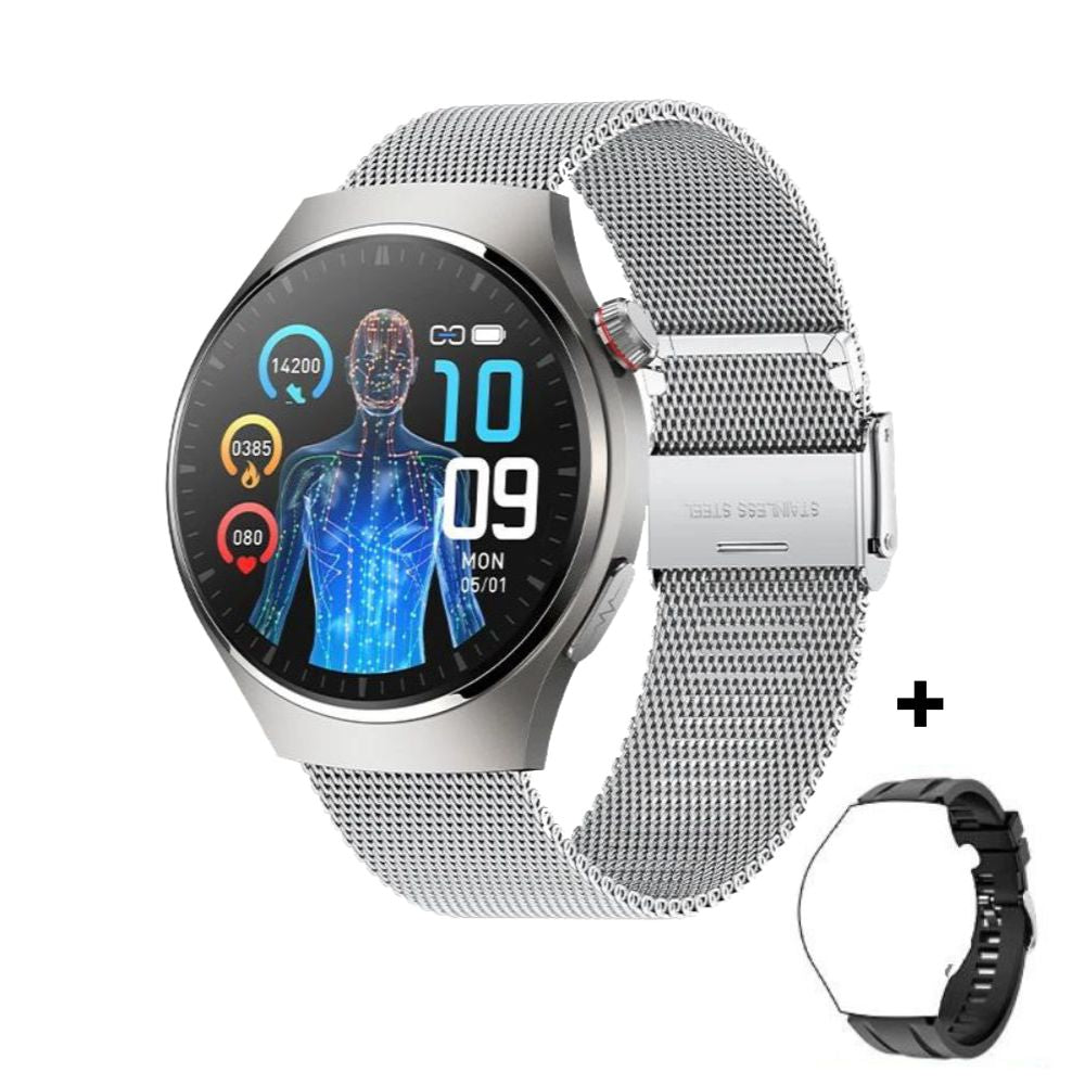 Smartwatch with ECG-PPG Laser Treatment | Body Temperature, Blood Sugar & Bluetooth Call