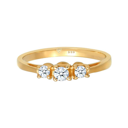 Elli DIAMONDS engagement ring for women: precious trio with diamond (0.22 ct.) in 585 yellow gold