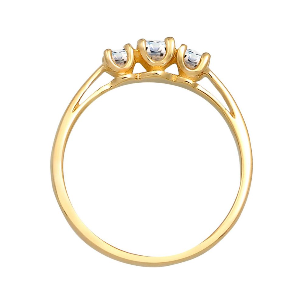 Elli DIAMONDS engagement ring for women: precious trio with diamond (0.22 ct.) in 585 yellow gold