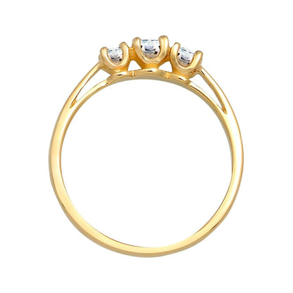 Elli DIAMONDS engagement ring for women: precious trio with diamond (0.22 ct.) in 585 yellow gold