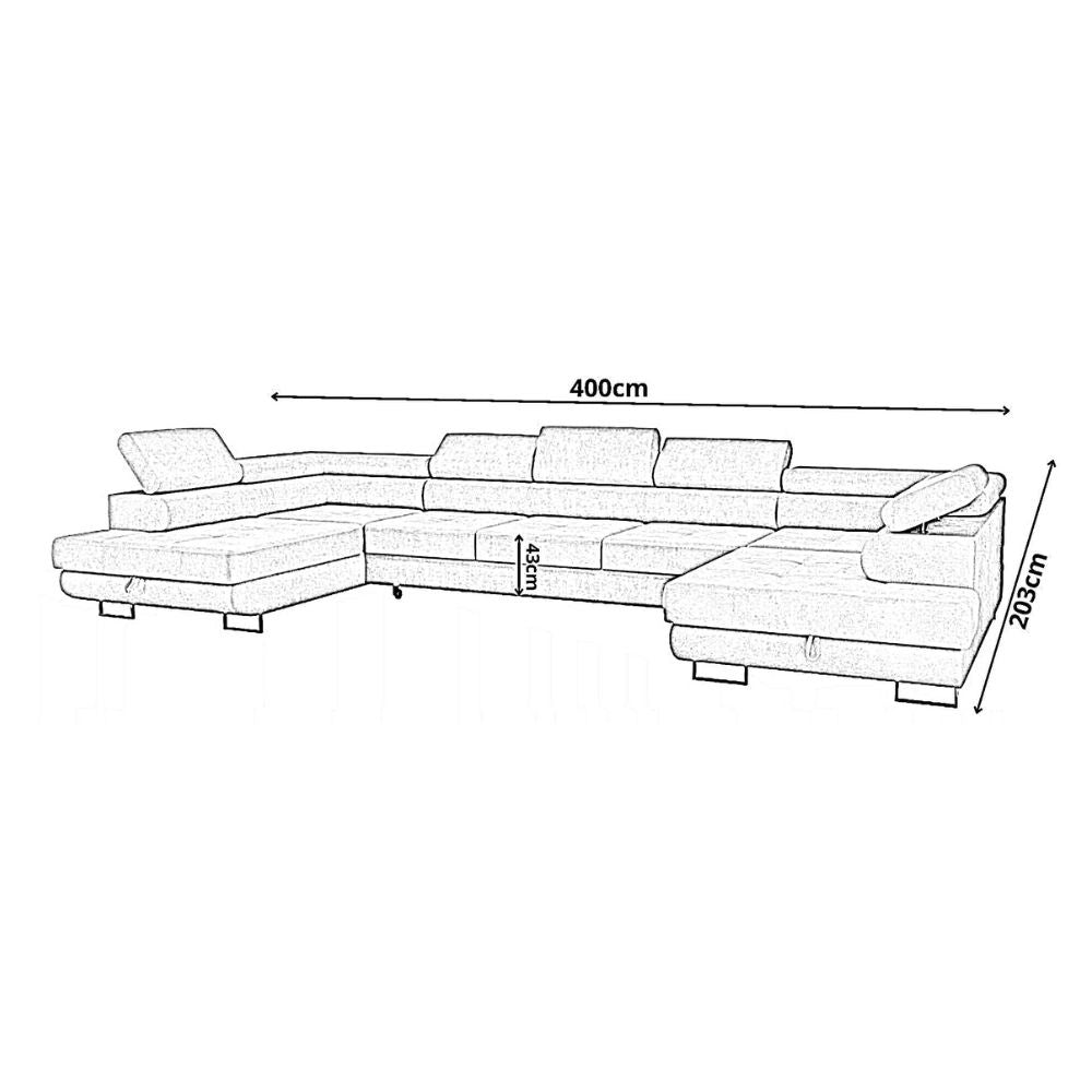 Premium 3-seater corner sofa with sleeping function 'Big PASTI U-shape' and bed box