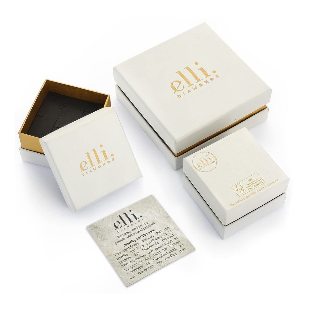 Elli DIAMONDS engagement ring for women: precious trio with diamond (0.22 ct.) in 585 yellow gold