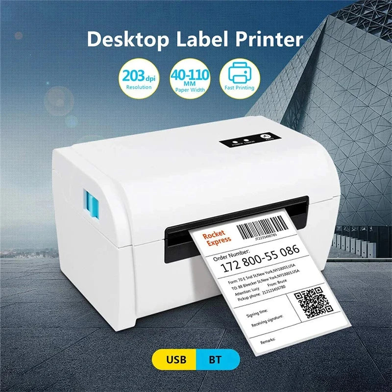 Thermodrucker (4x6 Zoll) mit Bluetooth-USB | Wireless Desktop, Versandetiketten-Barcode Druck