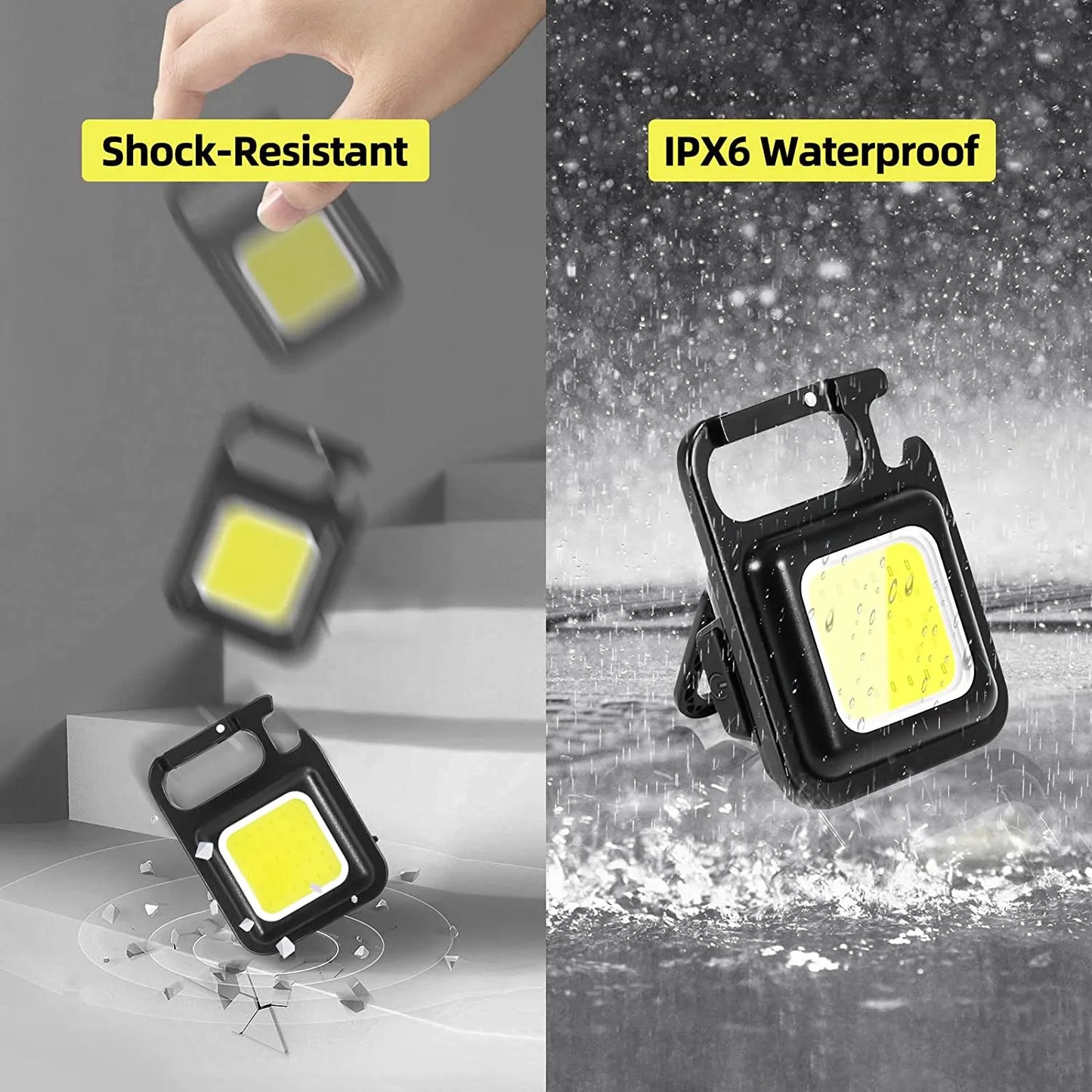 COB Keychain LED Flashlight with 1000 Lumens | 3 Light Modes and Folding Bracket: Rechargeable