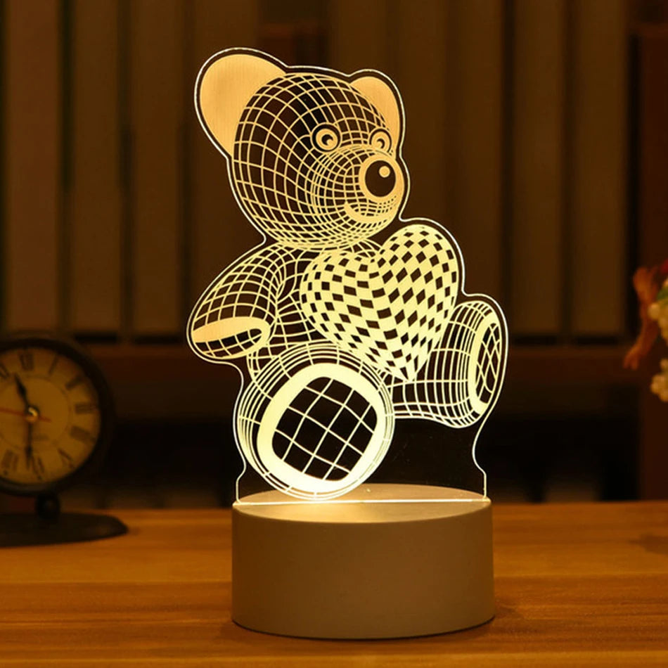 3D Acryl-USB-LED-Nachtlicht im Geschenkbox | Warmweiß