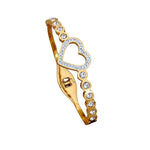 Love Bracelet | Stainless Steel Gold-Plated, Heart Charm Bracelet with Glitter Stones
